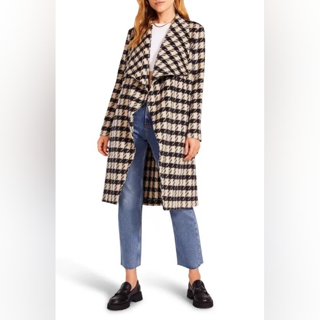 Bb Dakota Houndstooth Drape Coat